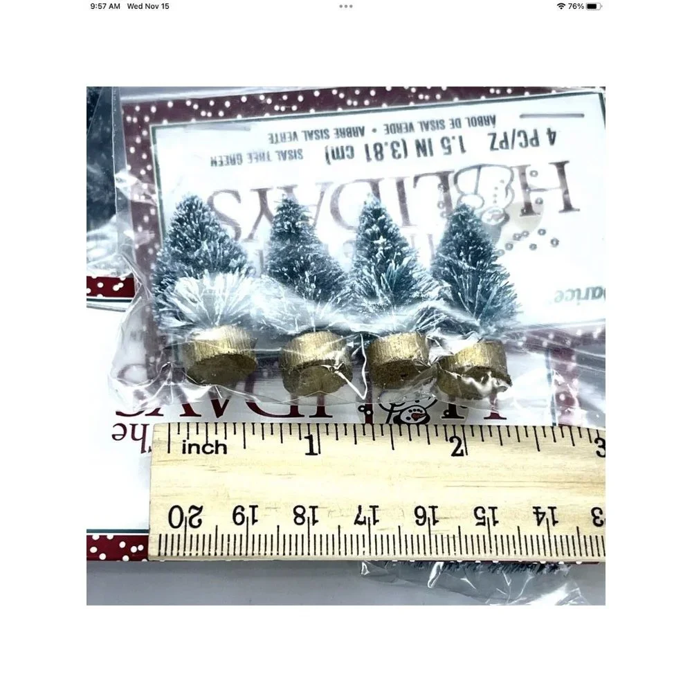 NIB Miniature Christmas RR Train Village Tree Flocked 20 Pc Lot 1 1/2” Crafts
